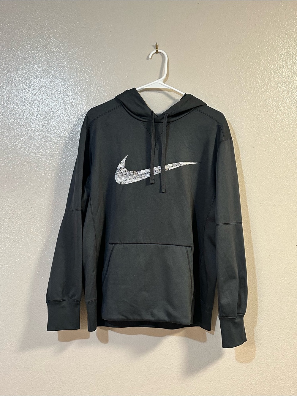 Nike Gray Pullover Hoodie with White Graphic Swoosh